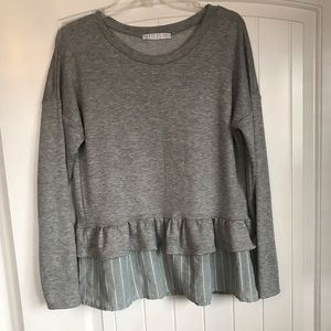 NWOT Potter’s pot gray and mint stripe shirt